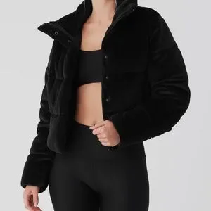 Alo Yoga Ribbed Velour Gold Rush Puffer Jacket